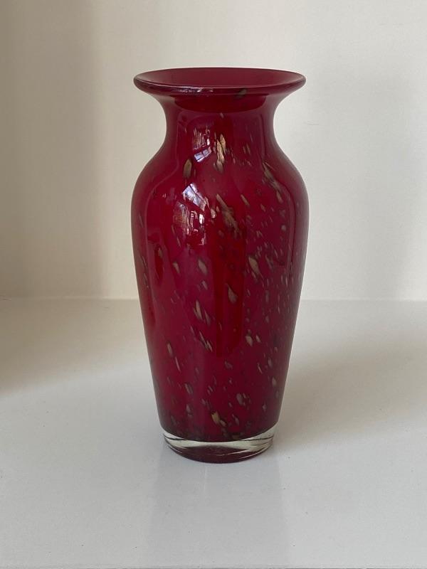 Red & Gold Glass Vase | EstateSales.org