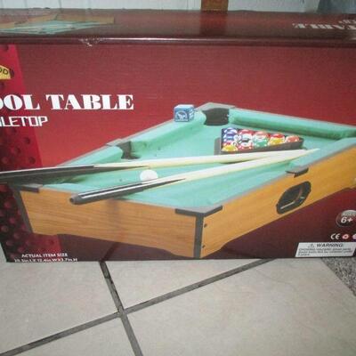 RAFFLE TICKET CAGE & TABLE TOP POOL TABLE (NIB)