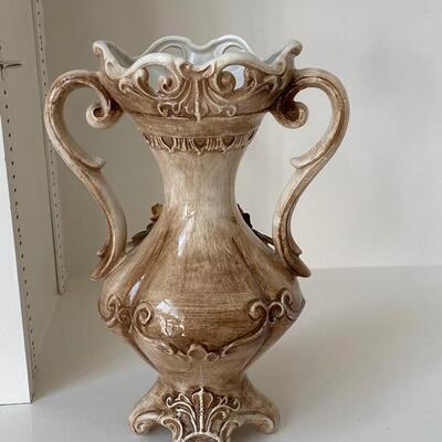 Floral Glazed Vase Applied Flowers Made in Italy * See Details