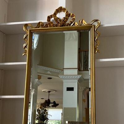 Gilded Gold Ribbon Top Beveled Mirror
