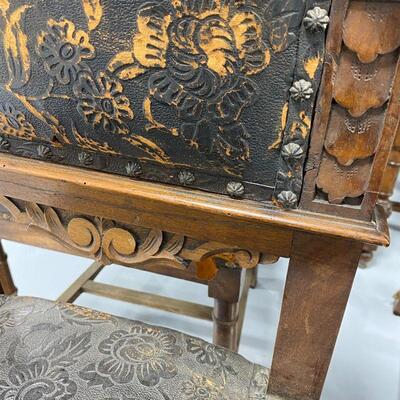 .139. Set of 8 Carved Lions Head Chairs