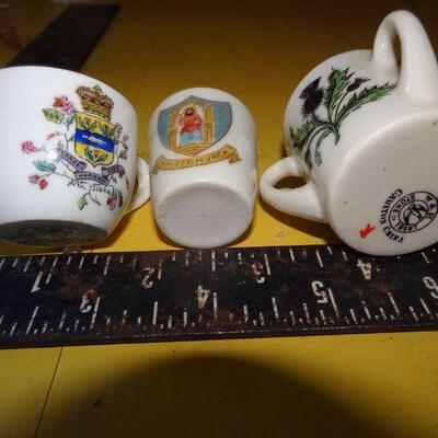 3 Miniature Porcelain English Cups