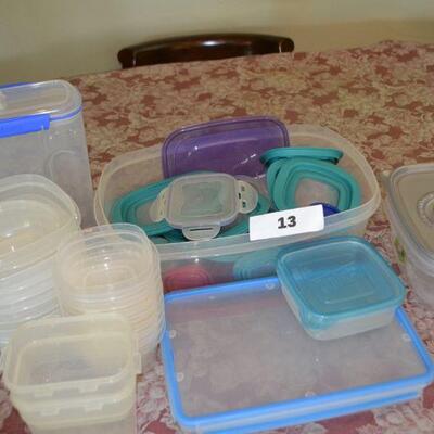 LOT 13. PLASTIC CONTAINER GROUPING