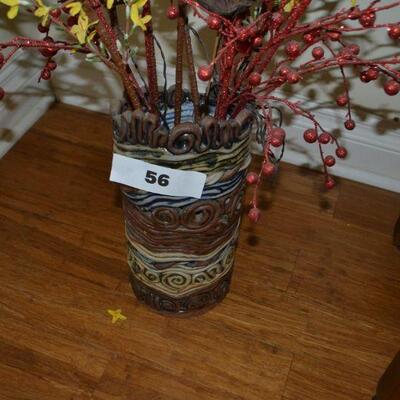LOT 56 POTTERY WITH ARTIFICIAL PLANT