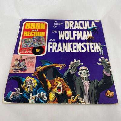 167. Three Halloween LPs Dracula, Wolfman, Frankenstein, Ghosts
