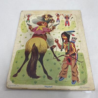 .172. Four Vintage 50s Playskool Cowboy Golden Book Puzzles