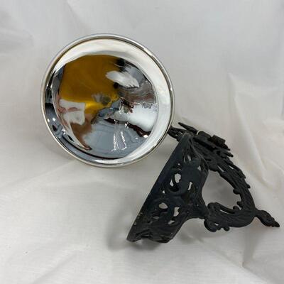 .183. Oil Lamp with Cast Iron Wall Bracket & Mercury Glass Reflector