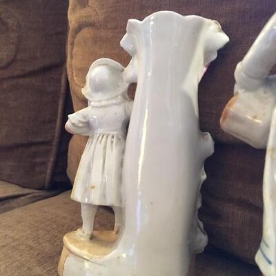Antique Bisque Porcelain Figural Vases 