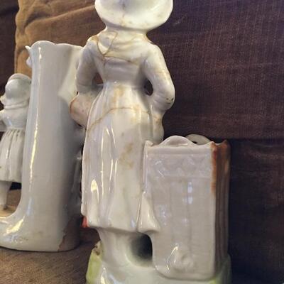 Antique Bisque Porcelain Figural Vases 