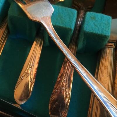 Two Vintage Silverware Sets with Wood Case 100+ Pieces
