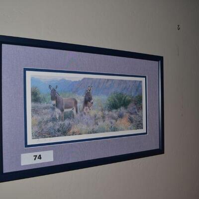 LOT 74. FRAMED WILD BURRO PICTURE
