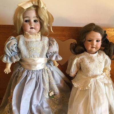 Two Antique German Porcelain Dolls with 14â€ Armand Marseille 