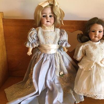 Two Antique German Porcelain Dolls with 14â€ Armand Marseille 
