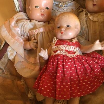 Antique Baby Doll Collection of 8 Dolls mostly Composition 