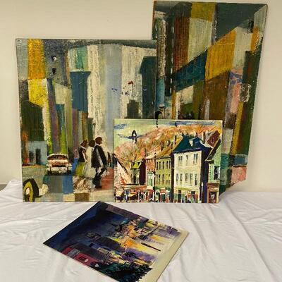 Lot 57 -J Frederic City Scapes on Board