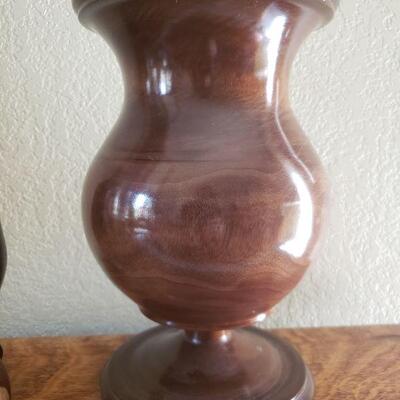 Lot 8: Vintage Turned Wood Vase & Tucan Sculpture n