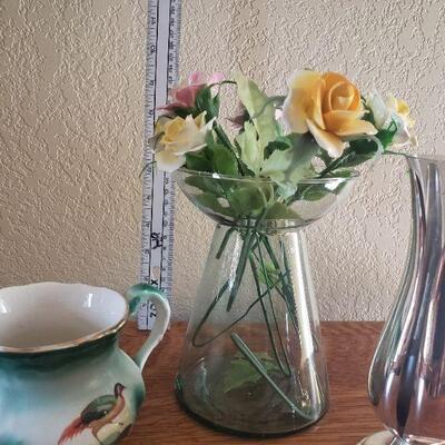 Lot 11: Vintage China Cup, English Bone China Flowers in Vase and Western Germany Vase