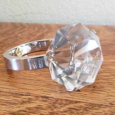 Lot 13: Vintage BLOCK Crystal Heart Box and Large Decorative Diamond Ring