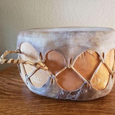 Lot 22: Native American Drum Taos, New Mexico Signed & Dated 