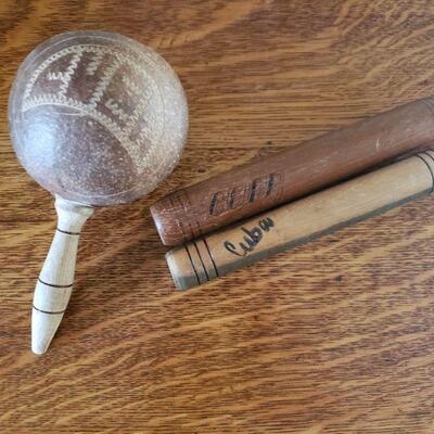Lot 28: Cuban Instruments (Maraca and Claves)