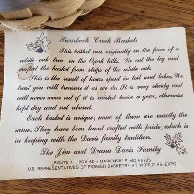 Lot 29: Vintage Signed & Dated Turnback Creek Basket