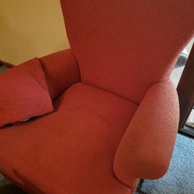 Lot 30: Large Vintage Red Chair and Ottoman 