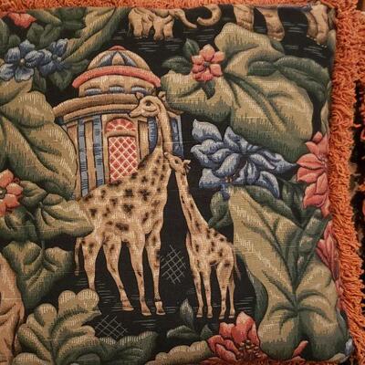 Lot 33: Red Chenille Trim Decorative Pillows (2)