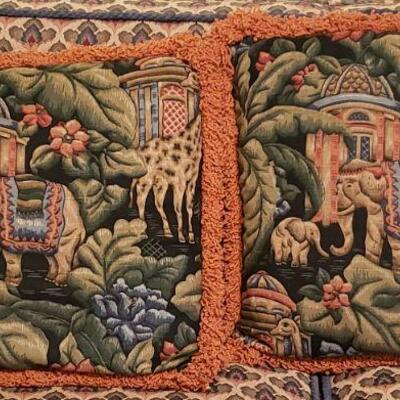 Lot 33: Red Chenille Trim Decorative Pillows (2)