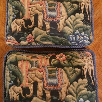 Lot 34: Blue Rope Trim Decorative Pillows (2)