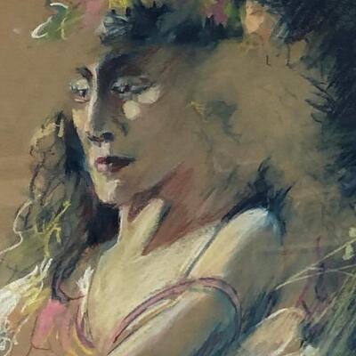Lot 81 - Signed Woman in Pastel