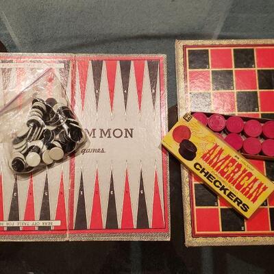 Lot 41: Vintage Checkers and Backgammon Games Boards and Pieces