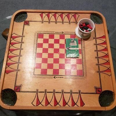 Lot 50: Vintage Carrom Game Board, Instruction Book & Pieces