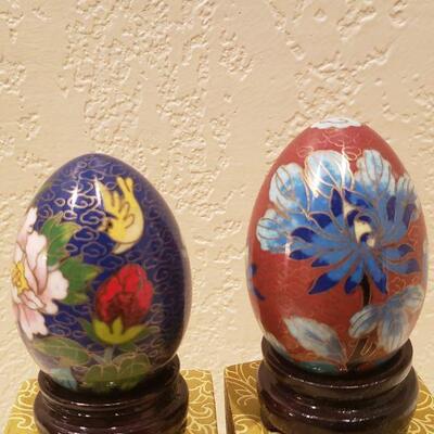 Lot 63: (2) Cloisonne Eggs with Boxes