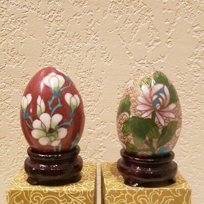 Lot 64: (2) Cloisonne Eggs with Boxes