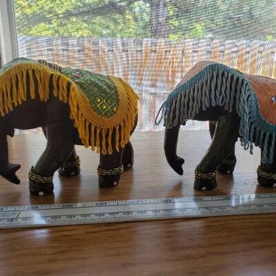 Lot 79: (2) Wood Elephants