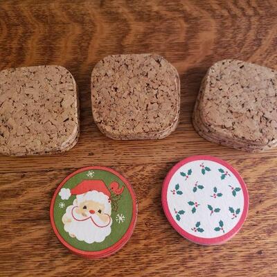 Lot 88: Cork & Christmas Coaster Sets