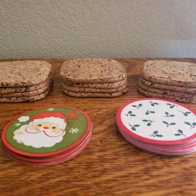 Lot 88: Cork & Christmas Coaster Sets