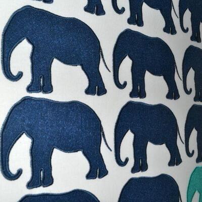 LOT 135. FRAMED ELEPHANT PRINT MATERIAL WALL ART