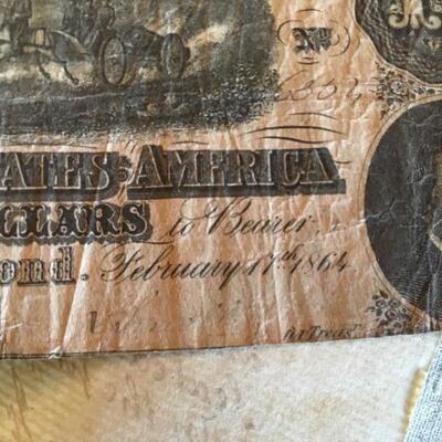 Civil War Era Documents and Confederate $10 Note