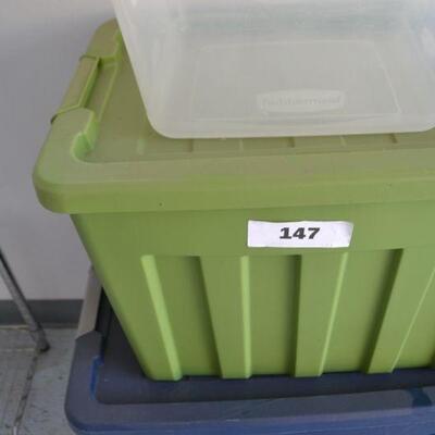 LOT 147.   FOUR PLASTIC STORAGE CONTAINERS