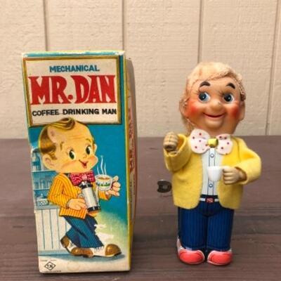 Lot 178: Mr. Dan Coffee Drinking Man: Mechanical, Boxed
