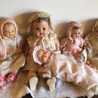 Lot of 5 Large Vintage Composition Dolls 12â€-19â€