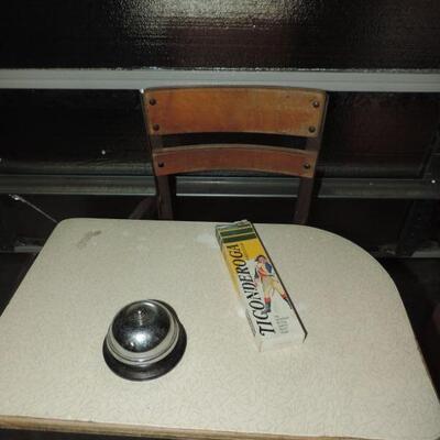 VINTAGE CHILDS SCHOOL DESK W/CHAIR & CLASSROOM HAT RACK