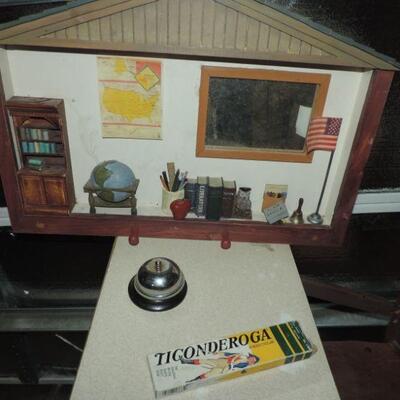 VINTAGE CHILDS SCHOOL DESK W/CHAIR & CLASSROOM HAT RACK