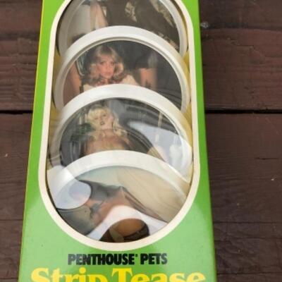 Lot 462: 4 Penthouse Pets Striptease Coasters; Set 2, Boxed