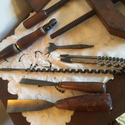 Antique Woodworkers Tool and Wood Plane Lot of 11+ Pieces