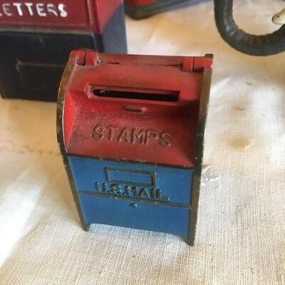 Collection of 9 Vintage Metal Coin Banks 