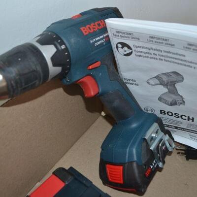 LOT 162. BOSCH CORDLESS DRILL, CHARGER AND GEAR