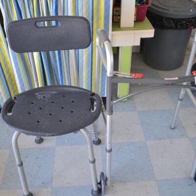 LOT 152. SHOWER CHAIR AND WALKER