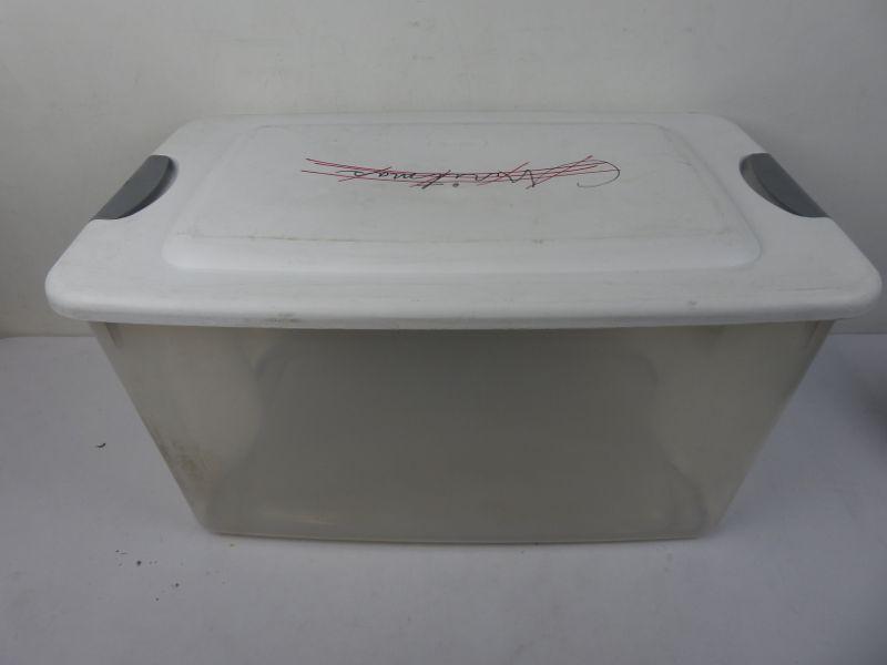 70 Quart Sterilite Bin, Clear with White Lid